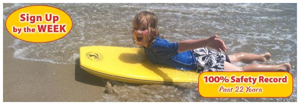 Girl on yellow wake board